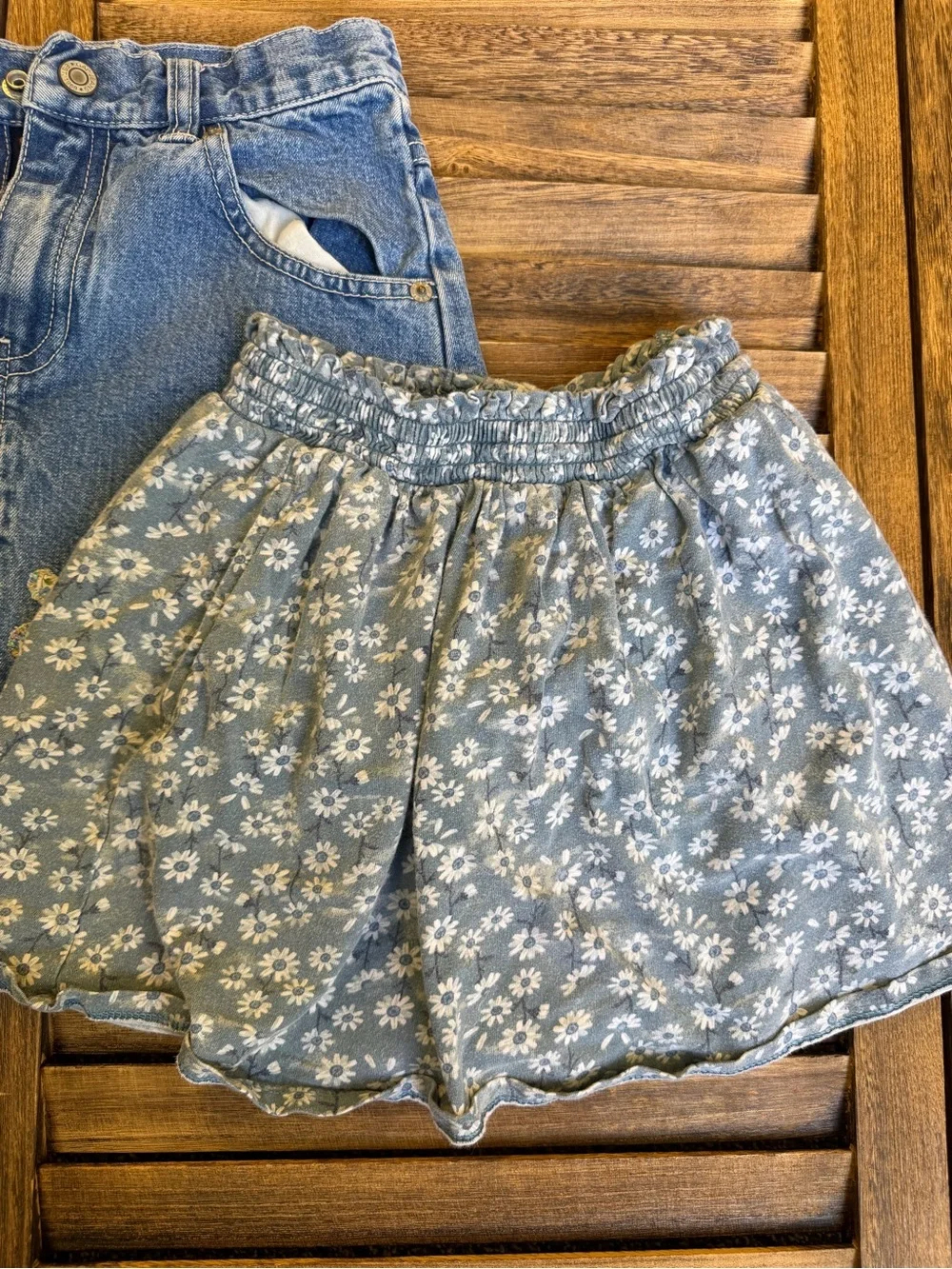GAP & Lands End Girls Blue Mix Skirt & Shorts Set Blue Denim 6/7 Small Bundle